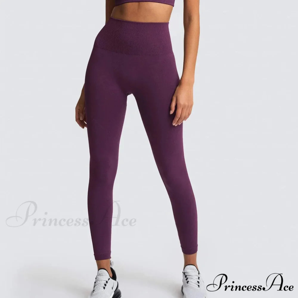 Sport Seamless High Waist Yoga Butt Lift Legging dark purple / S