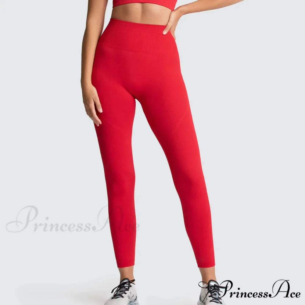 Sport Seamless High Waist Yoga Butt Lift Legging Red / S