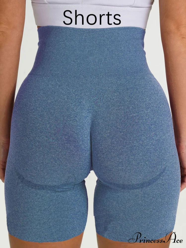 Sport Slim Shorts Seamless Leggings Blue Shorts 2 / S