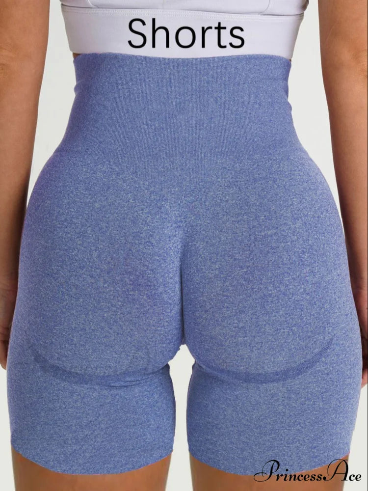 Sport Slim Shorts Seamless Leggings Blue Shorts 3 / S