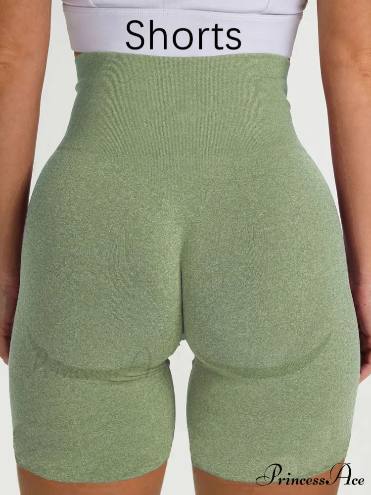 Sport Slim Shorts Seamless Leggings Green Shorts 2 / S