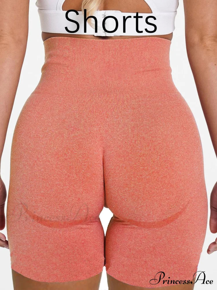 Sport Slim Shorts Seamless Leggings Orange Shorts / S