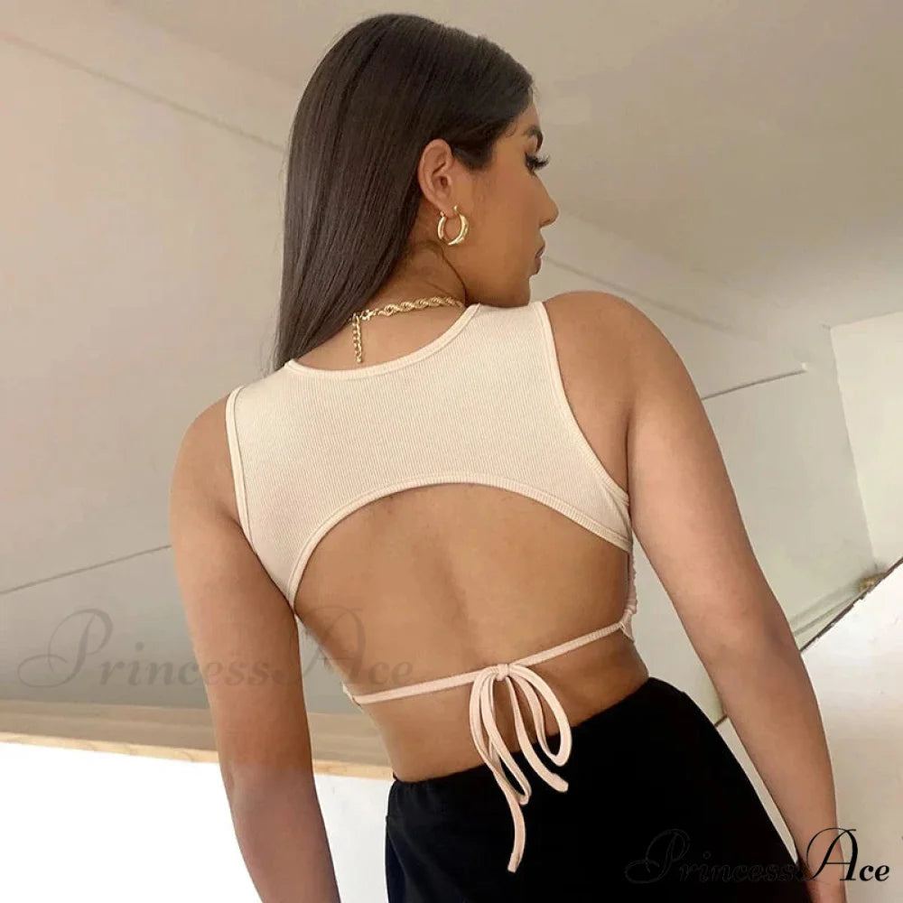 Sports underwear drawstring lace up cross back Yoga elastic sexy fitness suspender Tank top