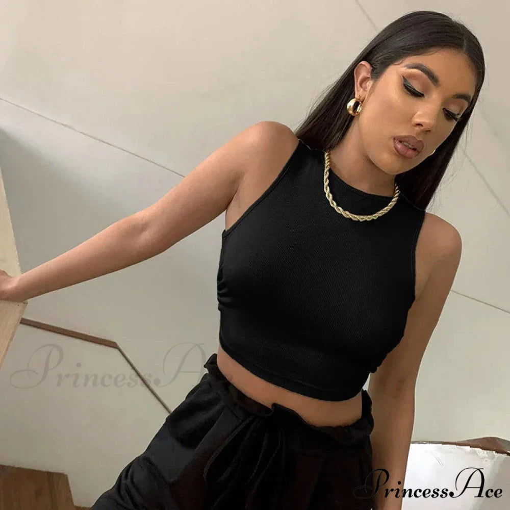 Sports underwear drawstring lace up cross back Yoga elastic sexy fitness suspender Tank top Black / S