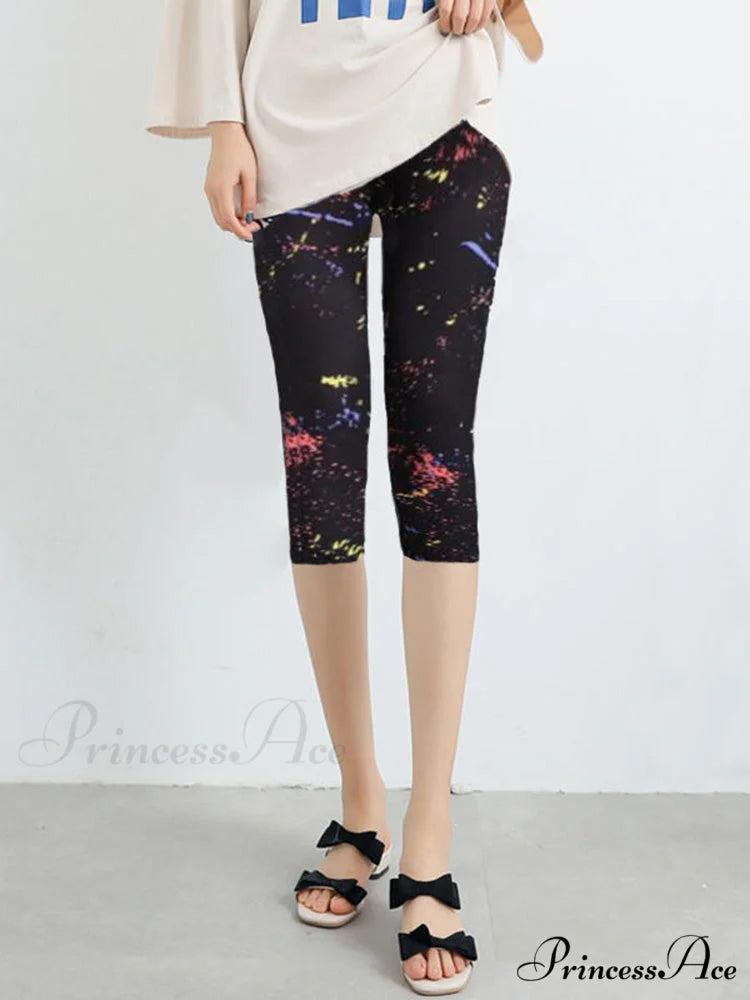 Sportswear Mujer Print Capris Pants Black Ink / S