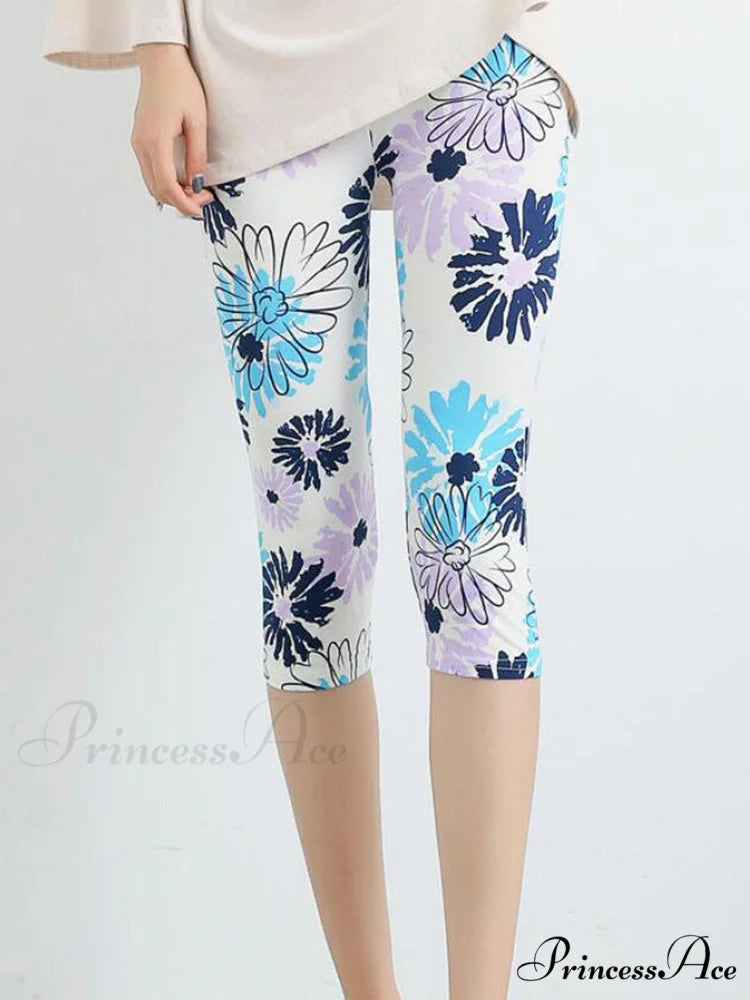 Sportswear Mujer Print Capris Pants Chrysanthemum / S