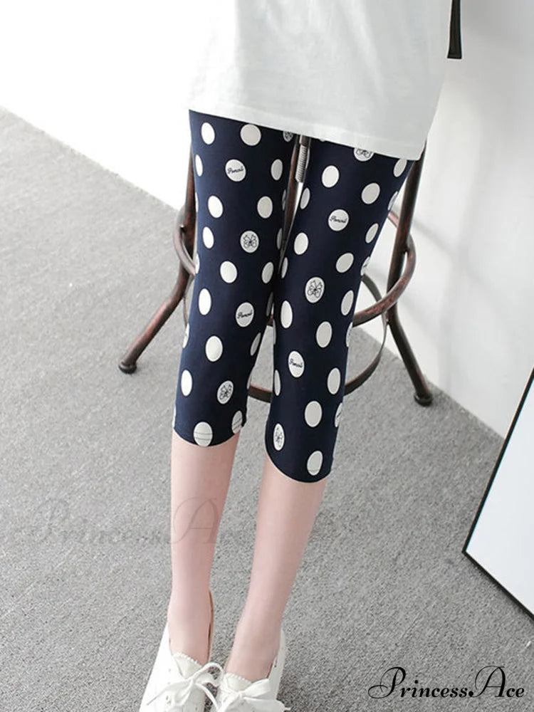 Sportswear Mujer Print Capris Pants Dot Bowknot / S