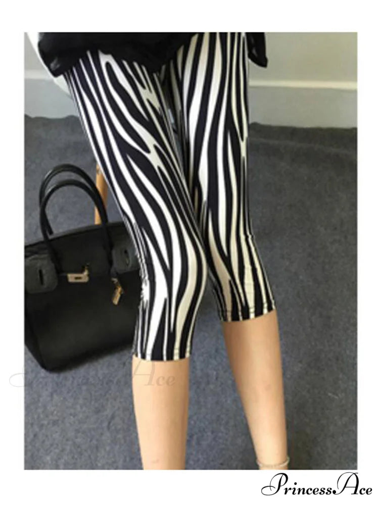 Sportswear Mujer Print Capris Pants Irregular Bar / S