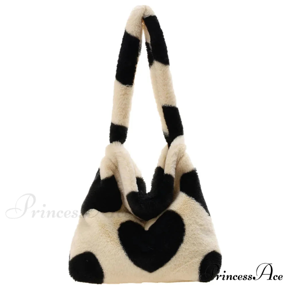 Spotted Affection Heart Design Underarm Shoulder Purse White peach heart shoulder-250126