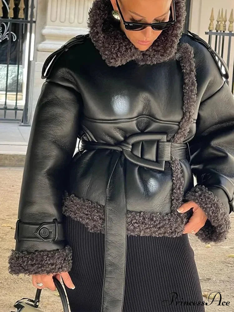 Spotted Artificial Mink Fur Winter Overcoat overcoats-241228