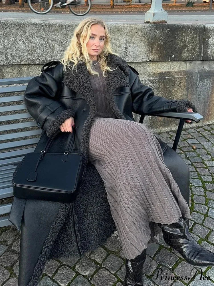 Spotted Artificial Mink Fur Winter Overcoat overcoats-241228