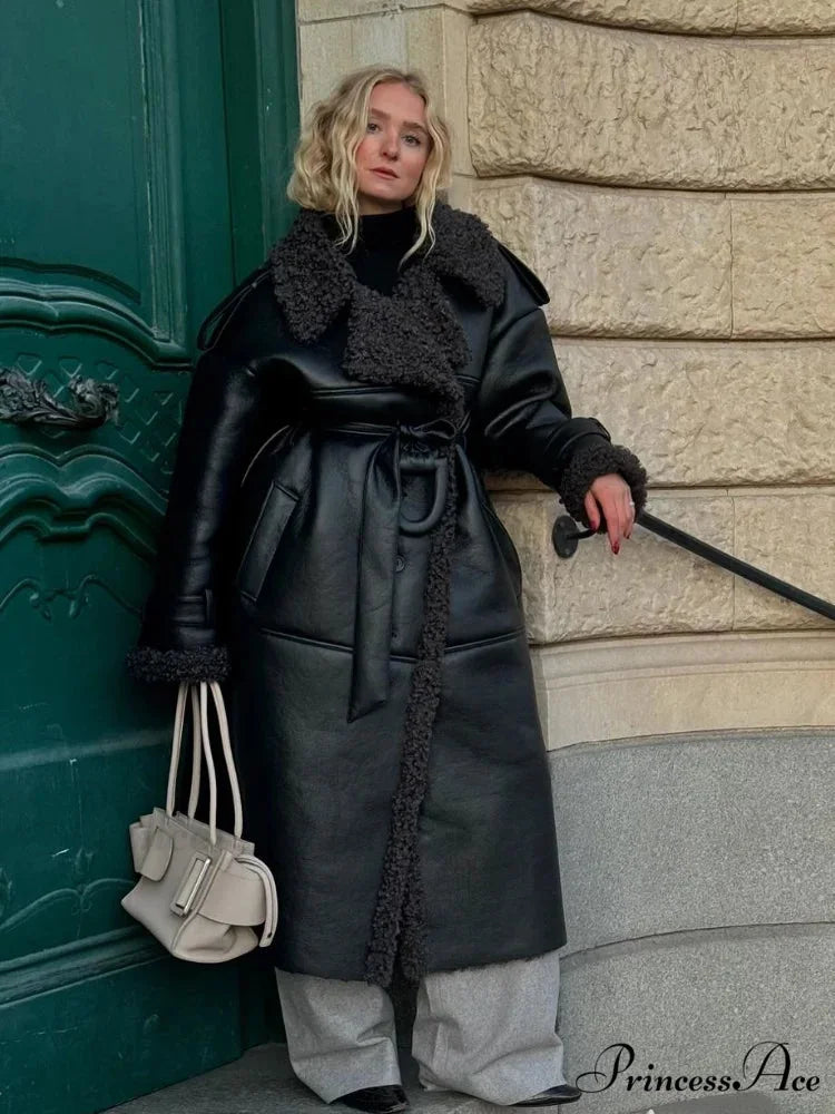 Spotted Artificial Mink Fur Winter Overcoat overcoats-241228