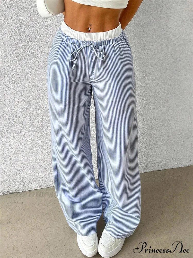 Spotted Cinch Elastic Waist Baggy Winter Pant BLUE / S pant-250223