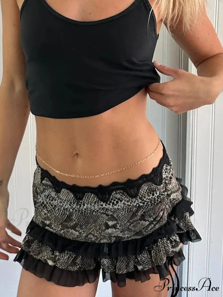 Spotted Cinch Vintage Skirt Black / S skirts-250223