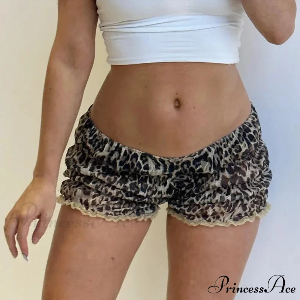 Spotted Frilly Lace Trim Short black2 / S short-250223