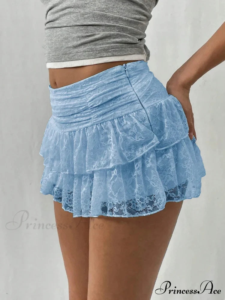 Spotted Layered Half Slip Skirt Blue / S skirts-250223