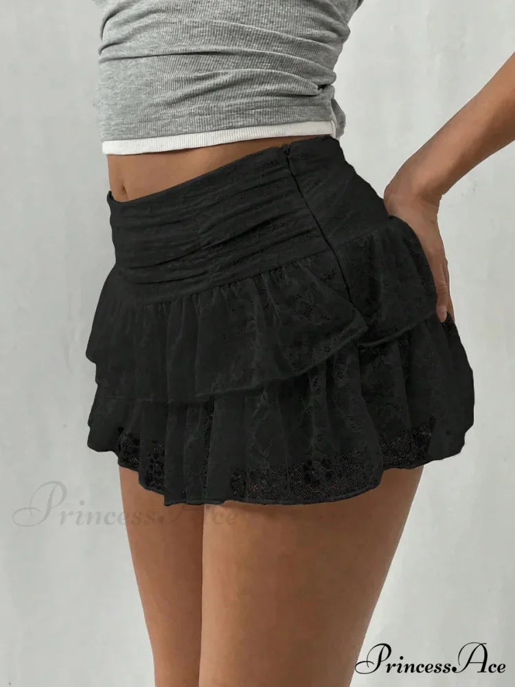 Spotted Layered Half Slip Skirt skirts-250223