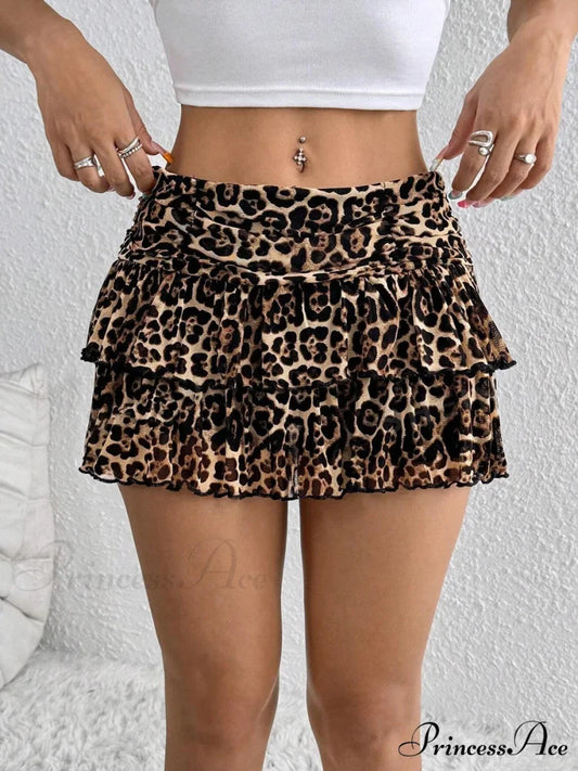 Spotted Layered Half Slip Skirt skirts-250223