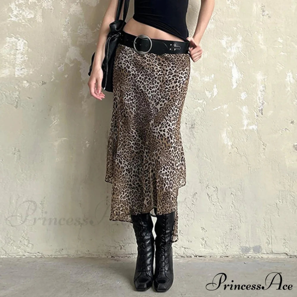 Spotted Pattern Asymmetrical Hem Skirt skirts-250223