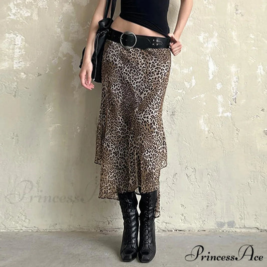 Spotted Pattern Asymmetrical Hem Skirt skirts-250223
