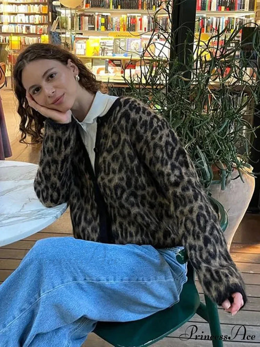 Spotted Pattern Circular Neck Mohair Cardigan cardigans-241228