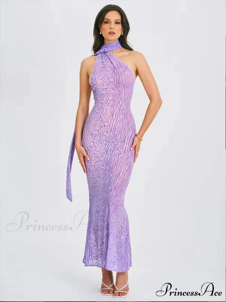 Spotted Pattern Mesh Holiday Dress Purple / S vacationdress-250223