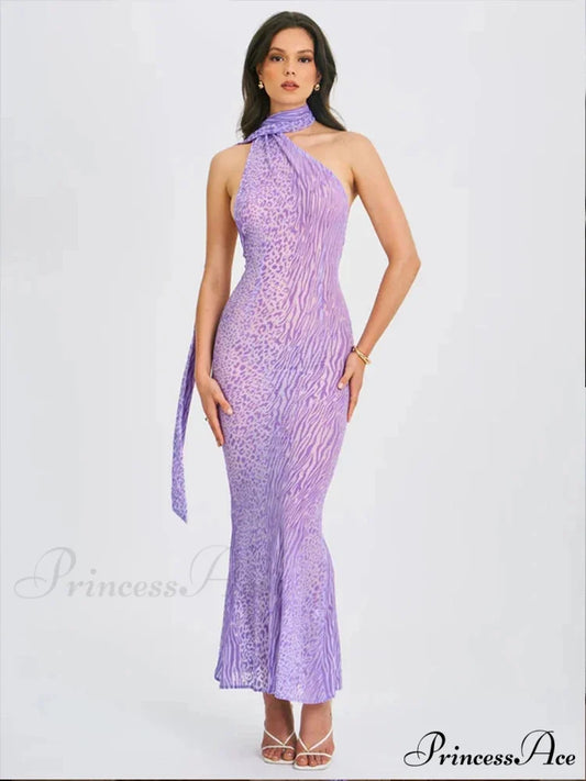 Spotted Pattern Mesh Holiday Dress Purple / S vacationdress-250223