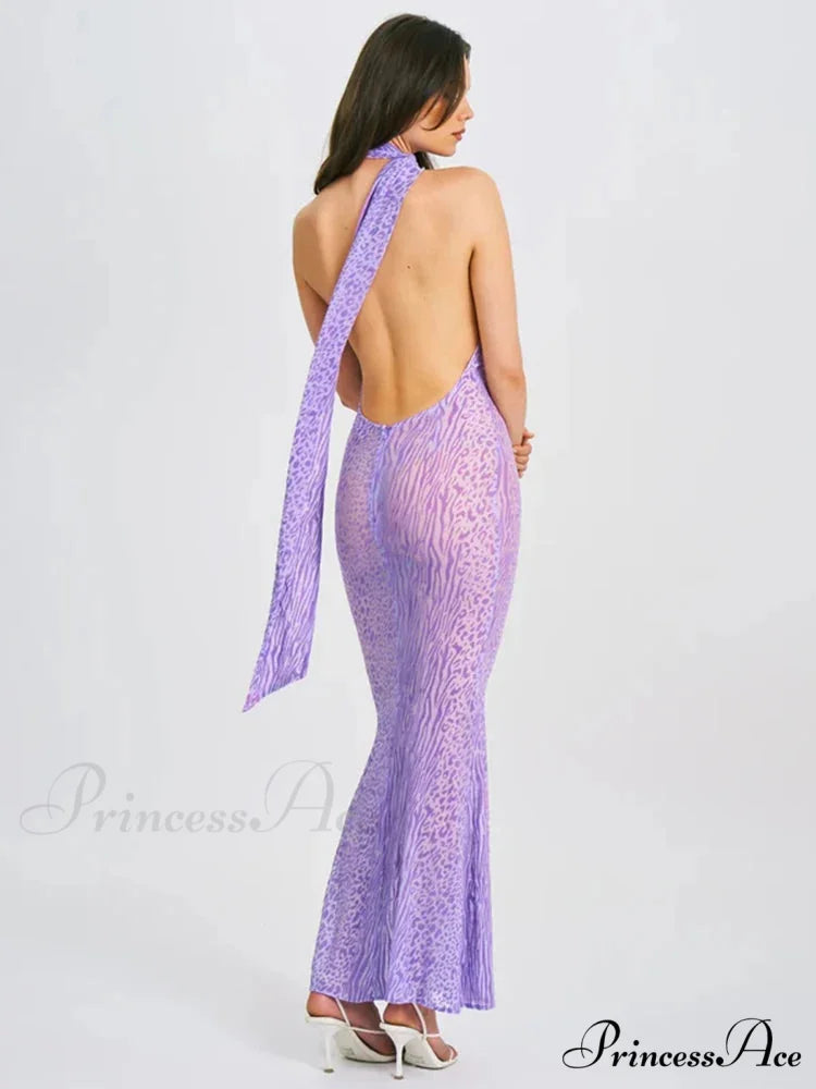 Spotted Pattern Mesh Holiday Dress vacationdress-250223