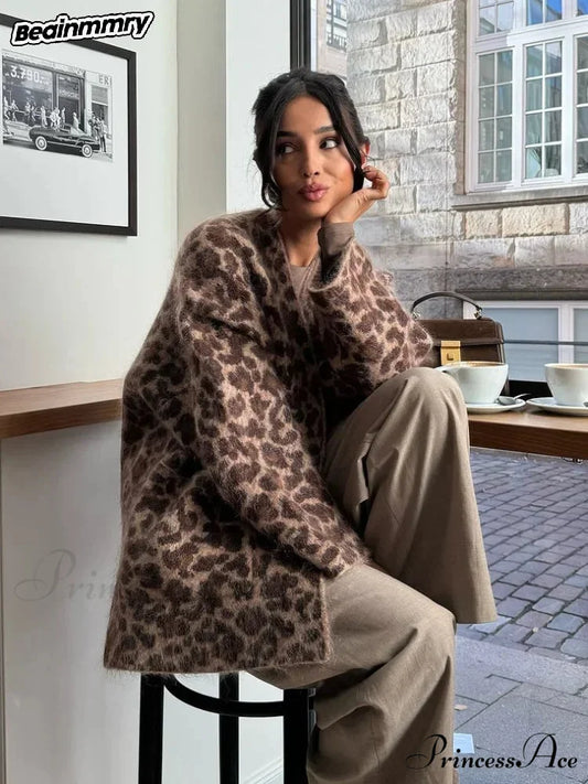 Spotted Pattern Mohair Open Cardigan cardigans-241228