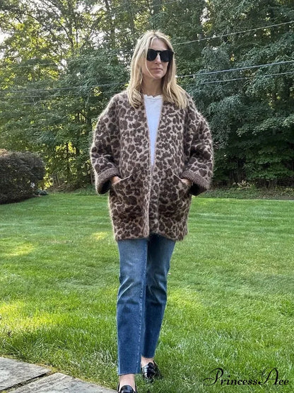 Spotted Pattern Mohair Open Cardigan cardigans-241228
