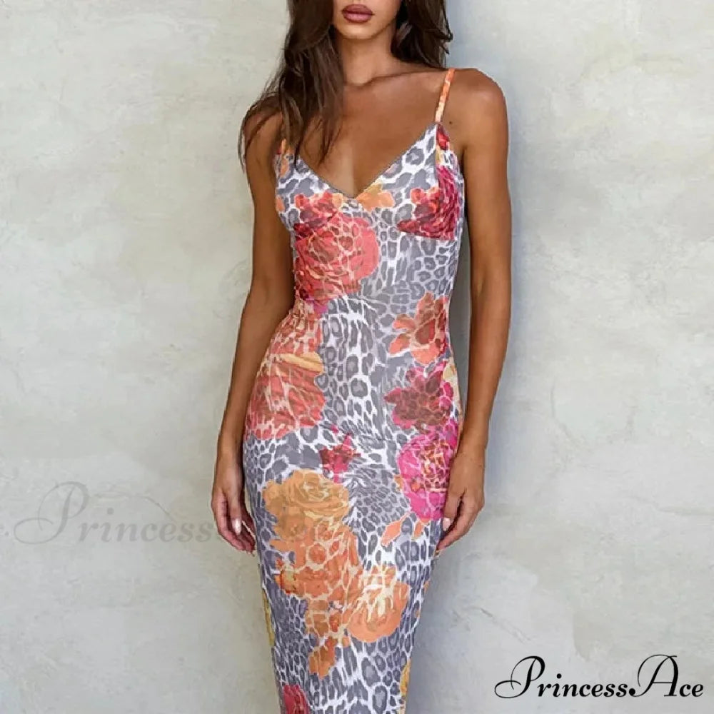 Spotted Pattern Sleek Body-Hugging Holiday Dress vacationdress-250223