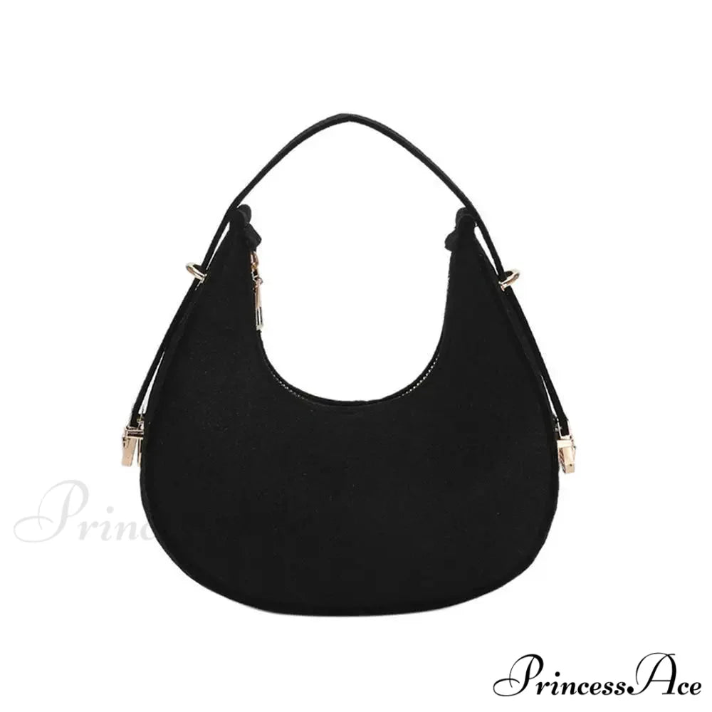 Spotted Patterns Armpit Shoulder Bag for Women Black shoulder-250126