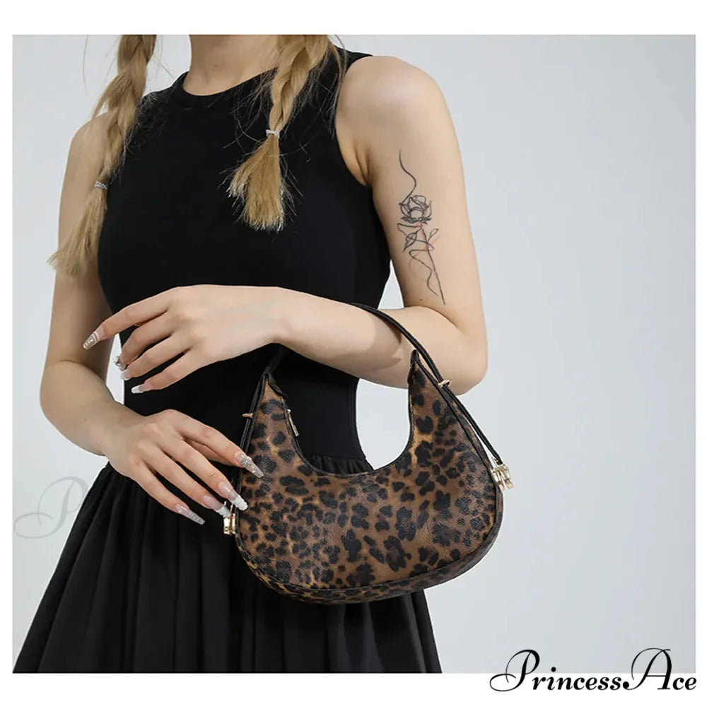 Spotted Patterns Armpit Shoulder Bag for Women leopard print shoulder-250126