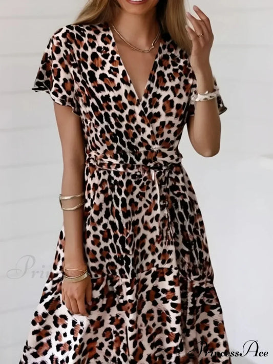 Spotted Print Holiday Wrap Mini Boho Dress Black / S bohodress-250126