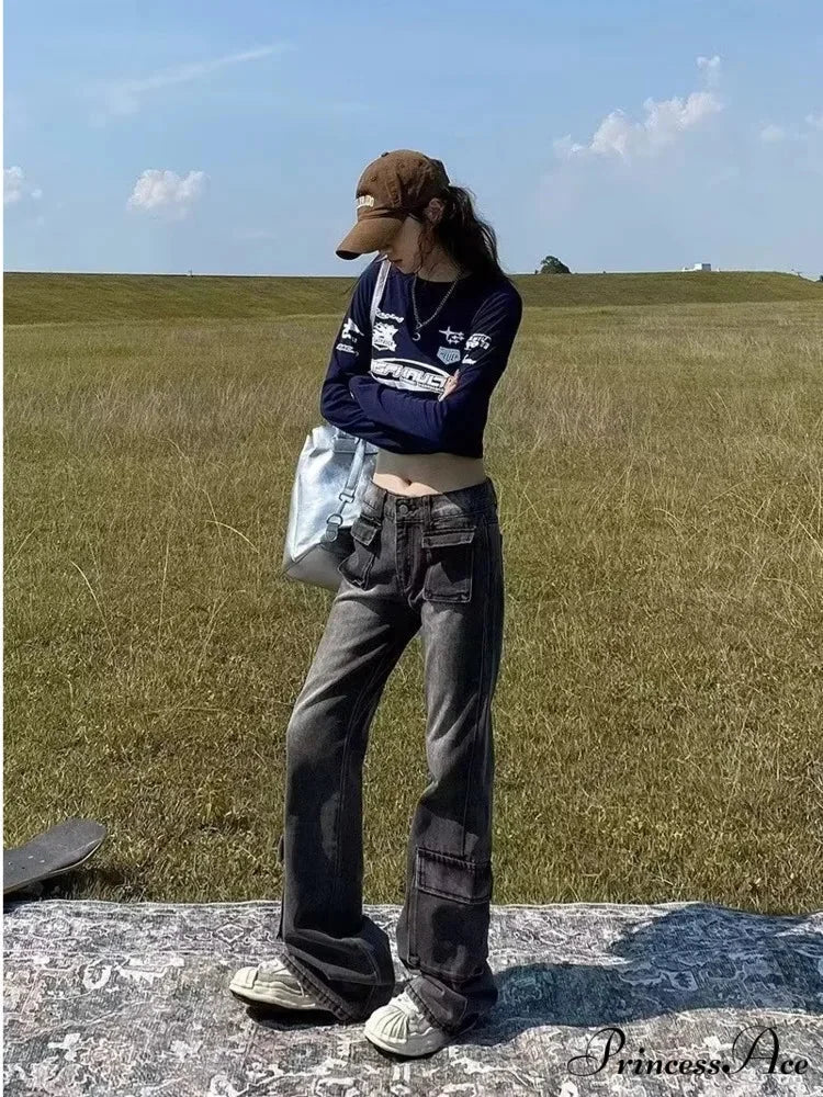 Spring and Autumn New Thin and Small Style Design Feel Loose Straight Leg Fashion Women’s Jean