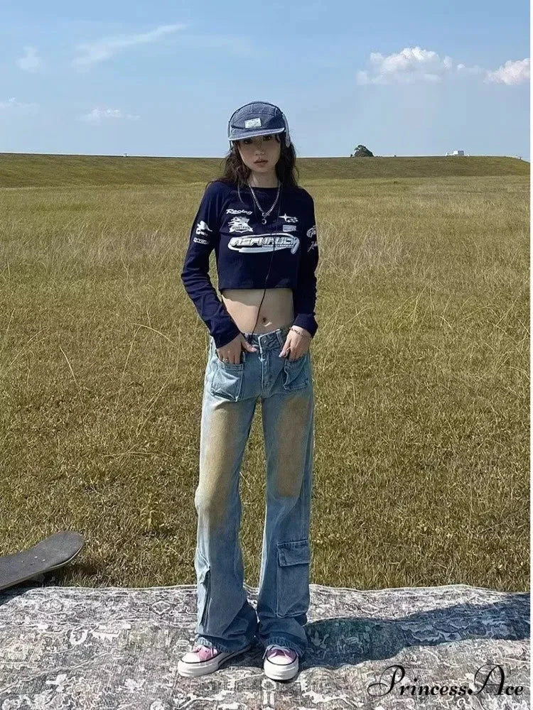 Spring and Autumn New Thin and Small Style Design Feel Loose Straight Leg Fashion Women’s Jean