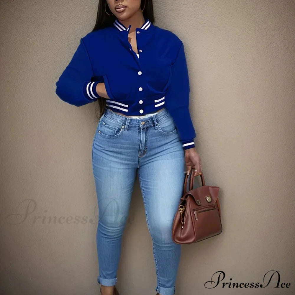 Spring Autumn European Pure Color Single-breasted Baseball Stylish Coat