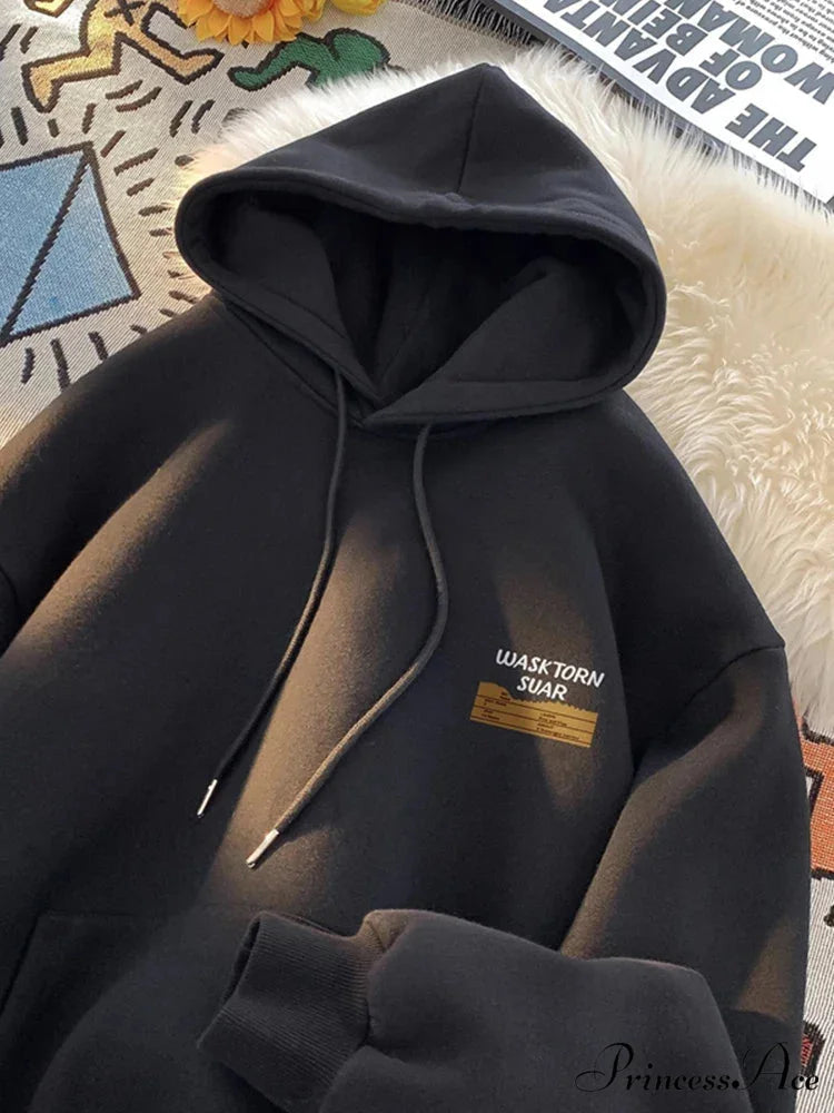 Spring Correspondence Graphic Urban Hoodie Black / M(40-50KG) hoodies-241228