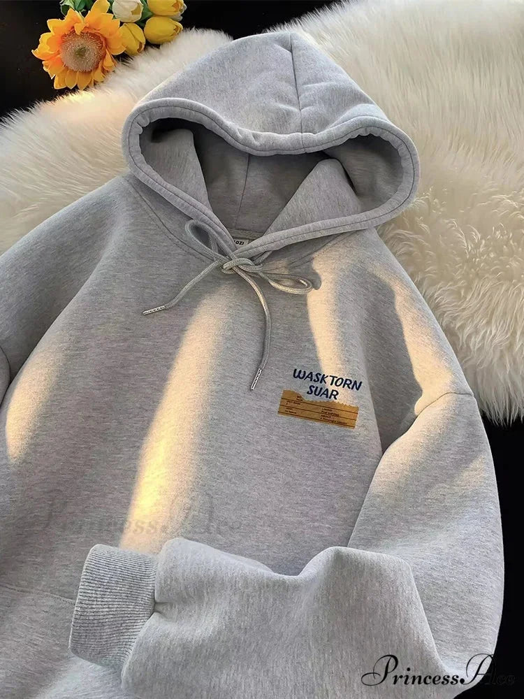 Spring Correspondence Graphic Urban Hoodie GRAY / M(40-50KG) hoodies-241228