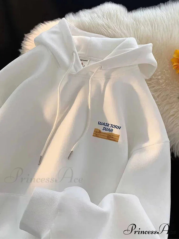 Spring Correspondence Graphic Urban Hoodie WHITE / M(40-50KG) hoodies-241228