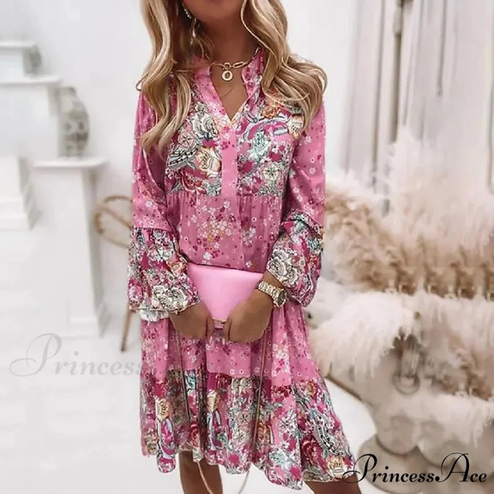 Spring Informal Flowery Medium Length Dress oldfloraldress-250126