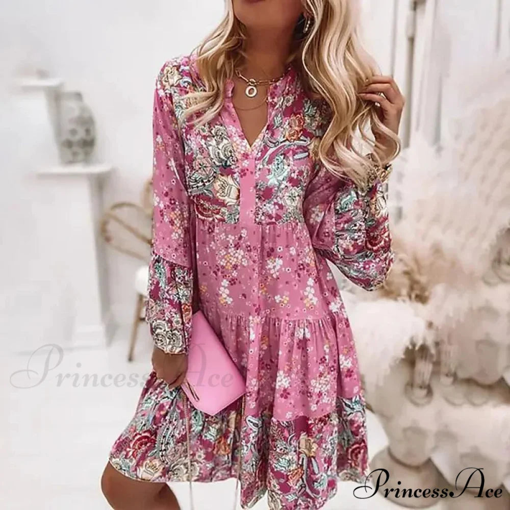 Spring Informal Flowery Medium Length Dress oldfloraldress-250126