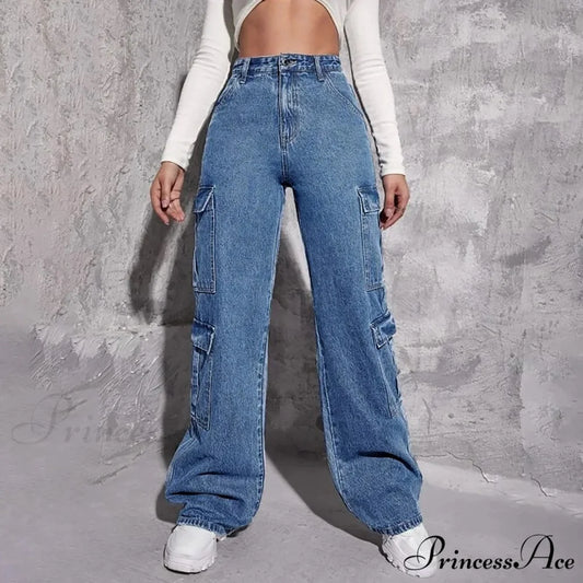 Spring Slim Fit Size Calf Hole Stretch Jeans Blue / XS