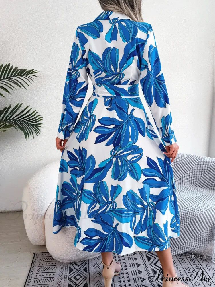 Spring Summer Contrast Floral Polo Collar Shirt Floral Dress Modified Title: Spring Summer Different Flower Polo Neck