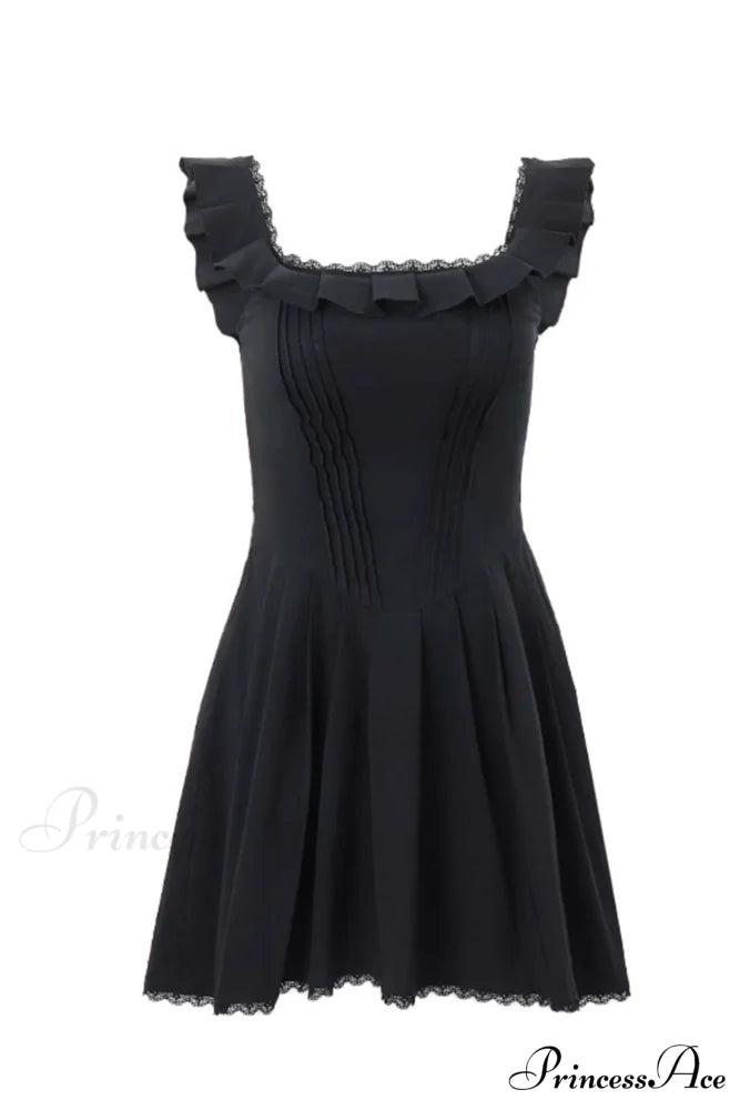 Square Neck Lace Mini Dress