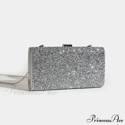 Square Purses Women’s Celebration Evening Pouch Bag SILVER / (20cm clutchbag-250126