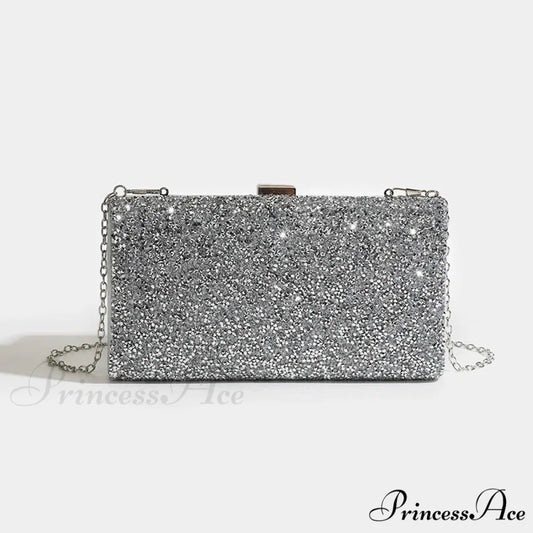 Square Purses Women’s Celebration Evening Pouch Bag SILVER / (20cm clutchbag-250126