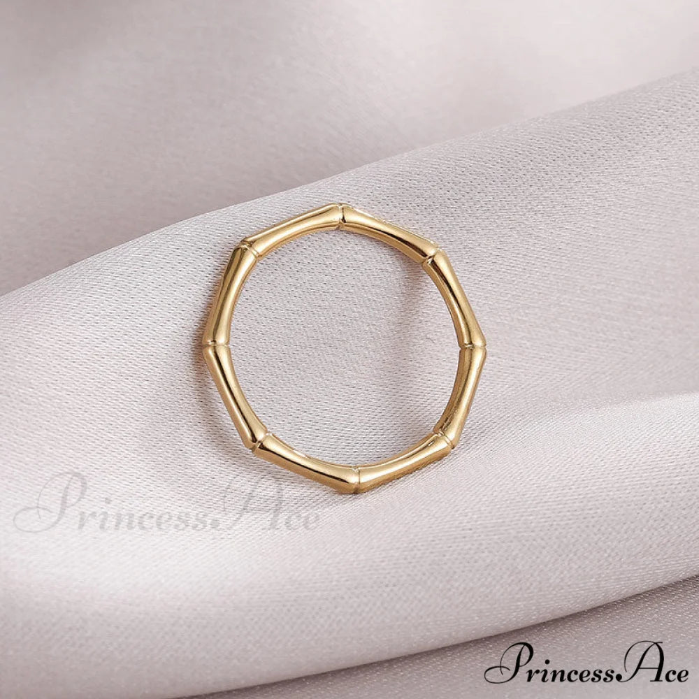 Stainless Steel Bamboo Shape Closed Rings gold / 6