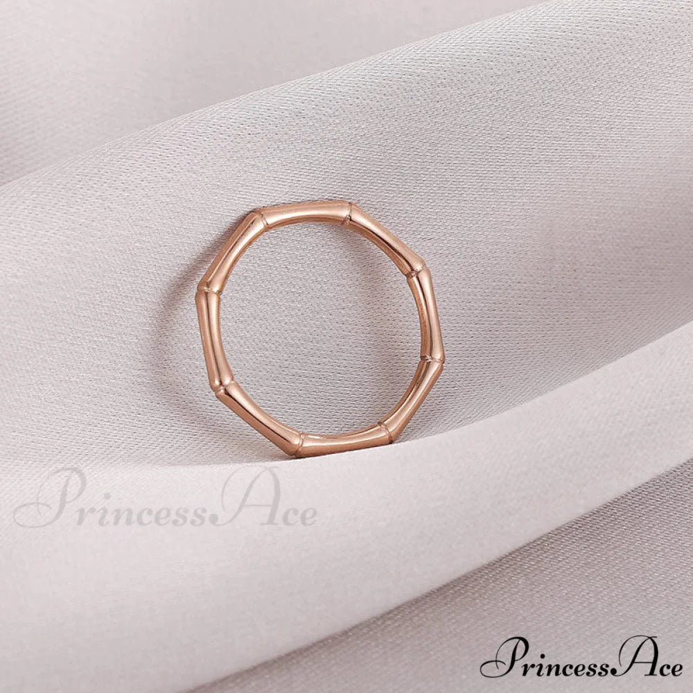 Stainless Steel Bamboo Shape Closed Rings rose gold / 6