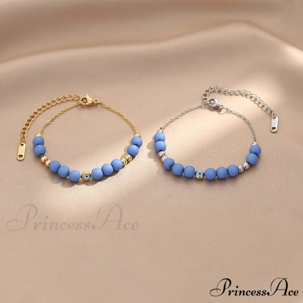 Stainless Steel Crystal Beaded Devil’s Eye Fashion Bracelet